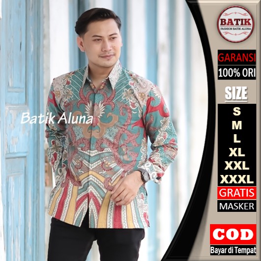 Baju Batik Pria Lengan Panjang Modernpremium Elegan Elegan Bahan Katun Kemeja Batik Pria Lapis Furing Motif Terbaru Terlaris Batik Couple Modern FASHION BATIK ALUNA PCW 071