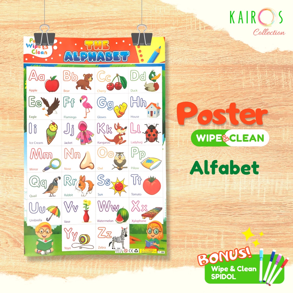 3 Poster Dinding Glossy Wipe and Clean Edukasi Anak Paud TK SD Belajar Menulis Calistung Glosi