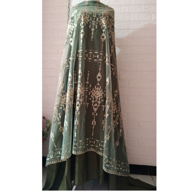 Tulle tile Brokat Mutiara mix kain polos furing kebaya maxmara ori bahan bridesmaid meteran-5