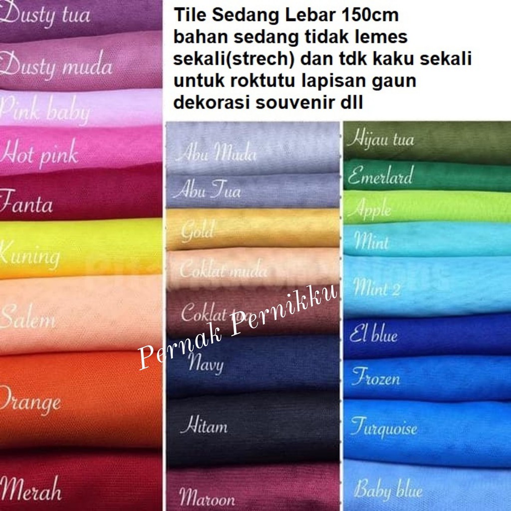 Kain Tile Halus METERAN / Kain Tile Polos Kain Souvenir Halus / Kain Tulle Meteran