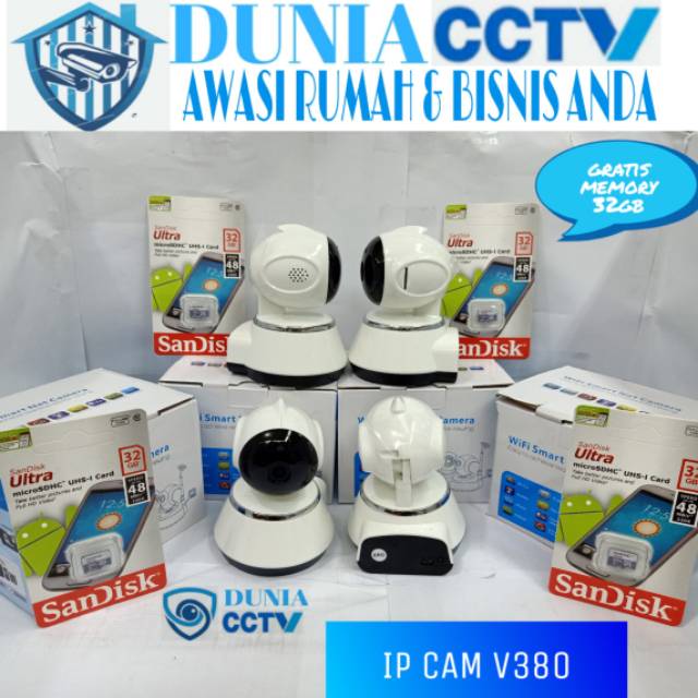 PAKET IP CAMERA 4CHANNEL V380 WIRELESS CAM 4CAMERA + MEMORY 32GB