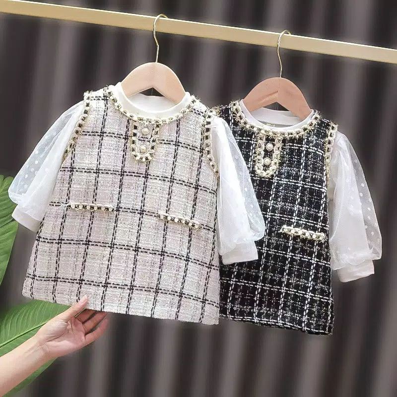 Dress baju anak perempuan Setelan Blus Lengan Bubble Dress baju anak perempuan Setelan Blus Lengan Bubble