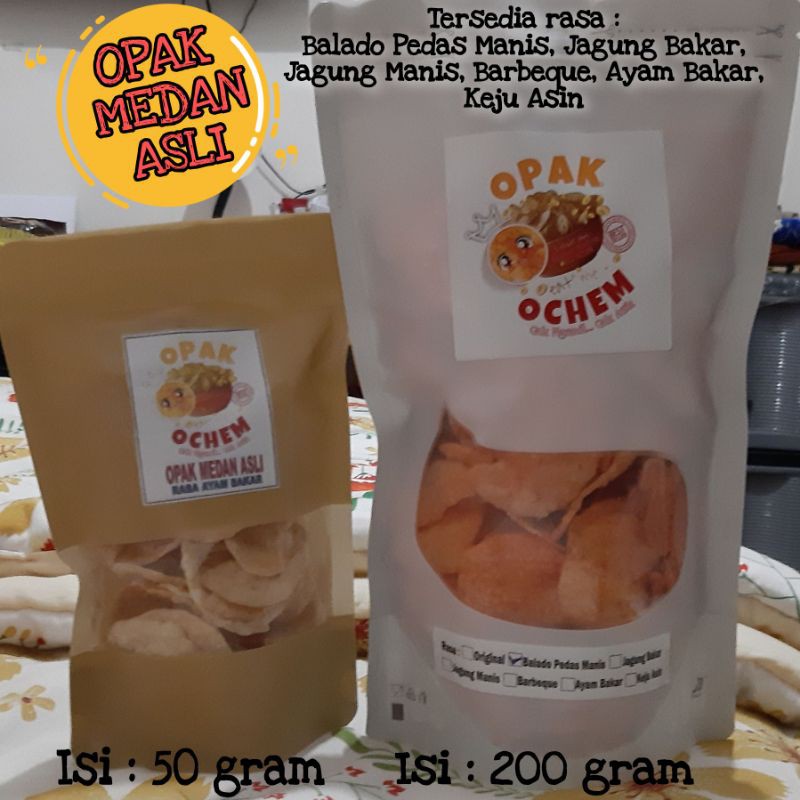 

OPAK MEDAN (OPAK OCHEM Variasi Bumbu pertama di Indonesia, berat isi 200 gram)