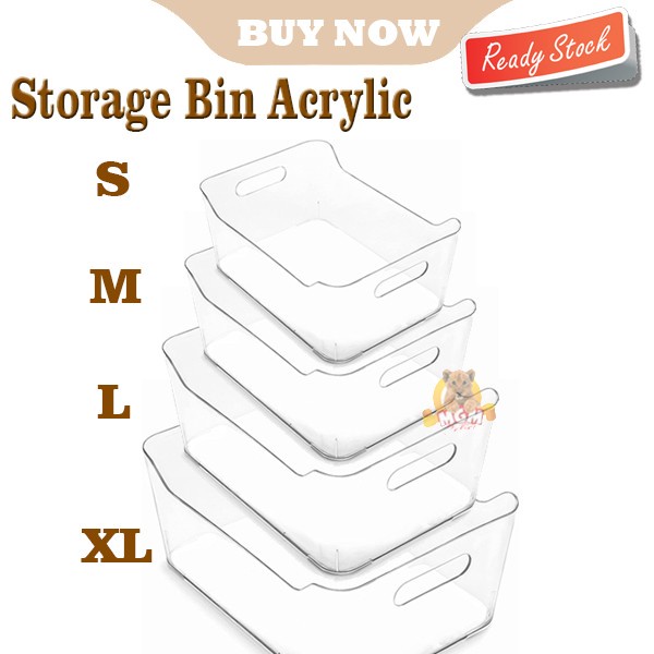 XL Storage bin organiser kulkas kabinet akrylic multifungsi w handle