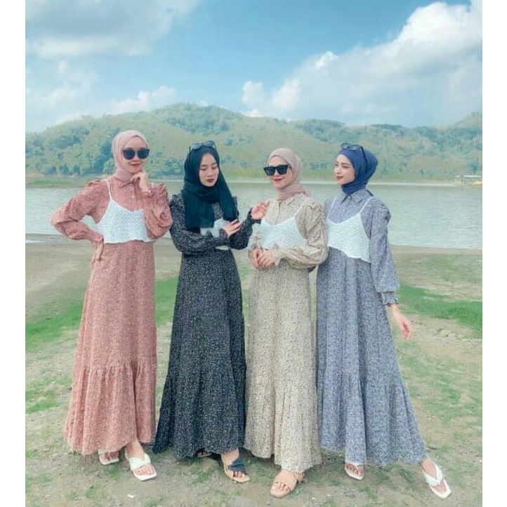 Kimora Maxi Dress korean / Dress Rompi rajut import