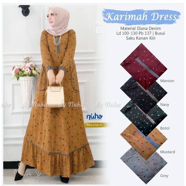 Karimah Dress - Gamis Denim Diana Busui LD105+ / R.21 - 222-5978