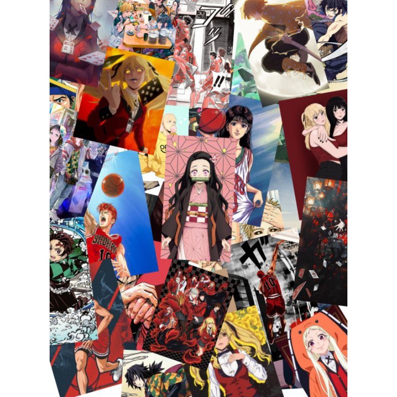 POSTER ANIME ISI 7 PCS KAGERUI,DEMON SLAYER,BORUTO,SLAM DUNK,KIMETSU
