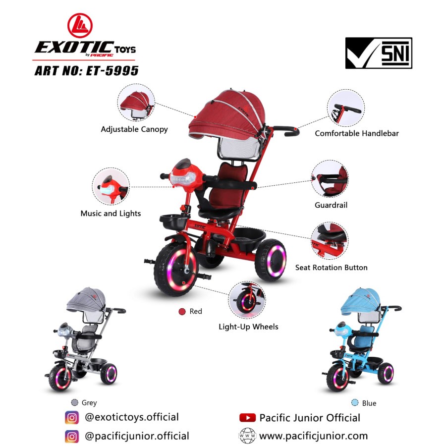 Sepeda balita roda tiga exotic ET 1262 1263 5995 sepeda roda tiga baby stroller kereta dorong anak bayi dorongan anak bayi tricycle ET1262 ET1263 ET5995 ET1265 ET 1265 ET1267 ET 1267 ET1268 ET 1268 ET2251 ET 2251 AT7705 AT 7705 AT7702 AT 7702