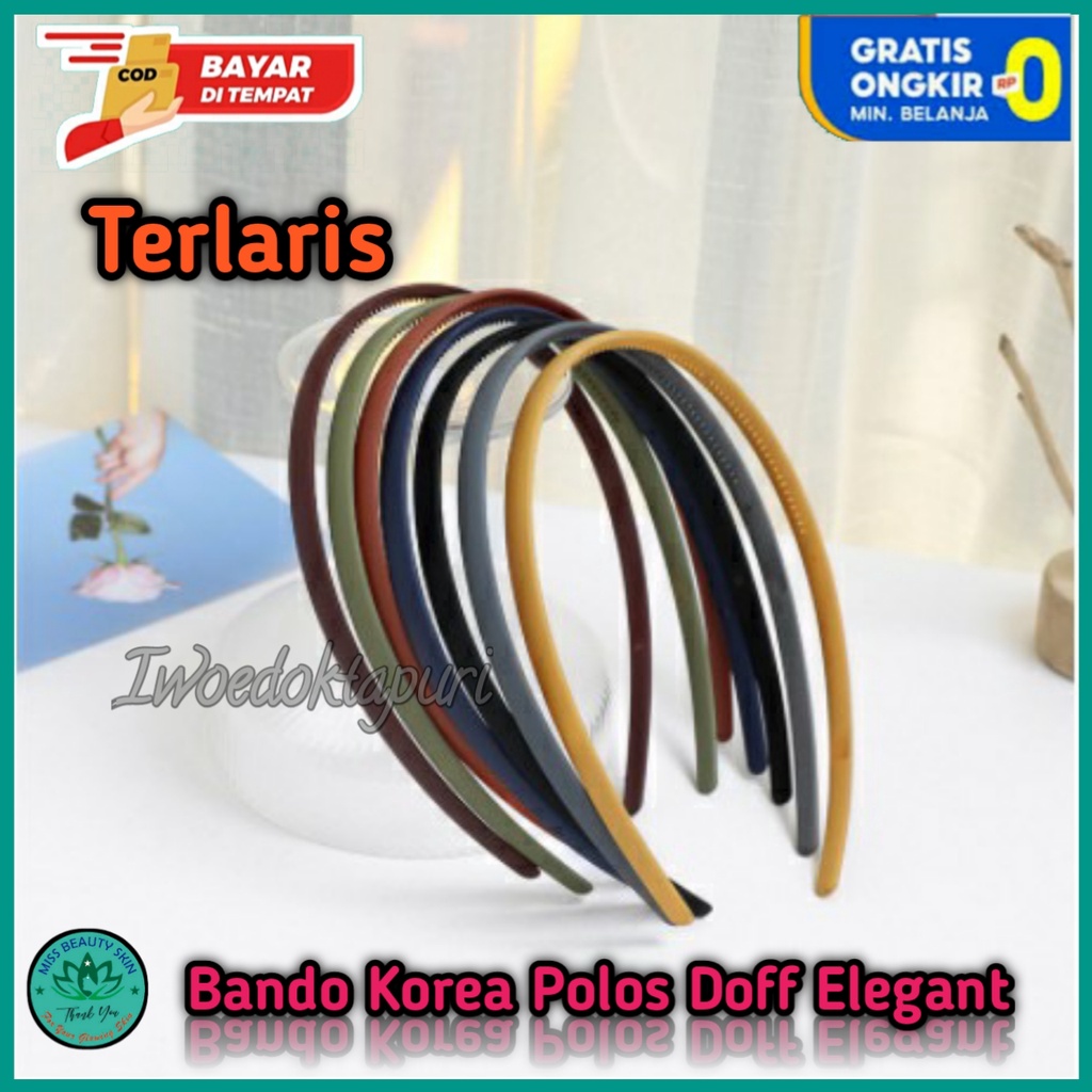 Bando Korea Bandana Rambut Premium Polos Matte Warna Doff  Import Bukan Scrunchie Mutiara Kerut Harg