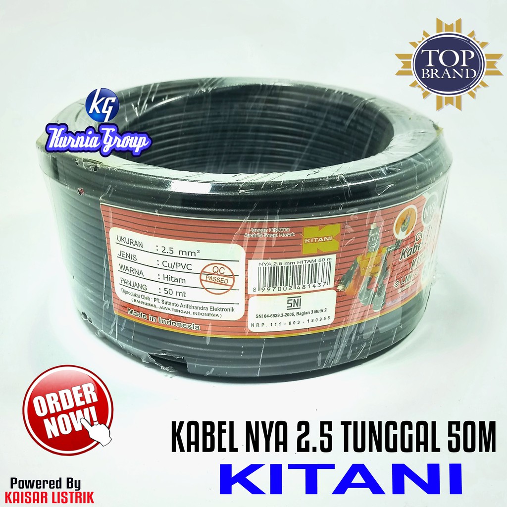 Kabel NYA 2.5mm KITANI 50M Kawat Tunggal Cable Instalasi Listrik Tembaga Asli 2,5 mm Standar SNI LMK Instalasi Listrik Rumah Setandar PLN Konsuil