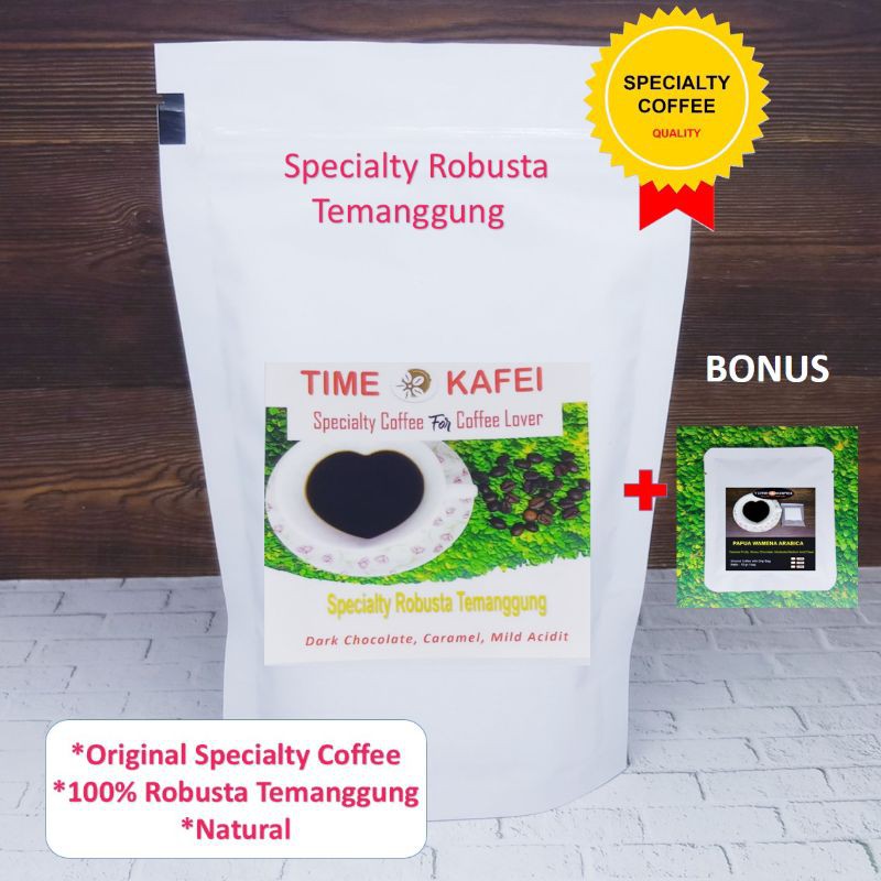 

KOPI TEMANGGUNG ROBUSTA BIJI SPECIALTY GRADE 1 NATURAL 50g BIJI/GILING MEDIUM +BONUS SPECIALTY 10g