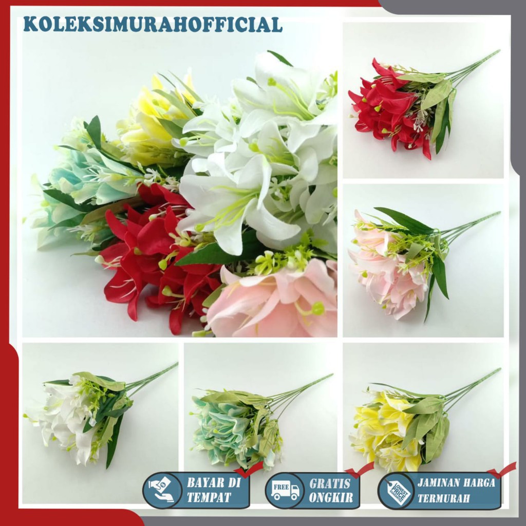 COD BUNGA LILY BUNGA TANGKAI PLASTIK BUNGA ARTIFISIAL BUNGA PAJANGAN IMITASI BUNGA HIASAN BT9041