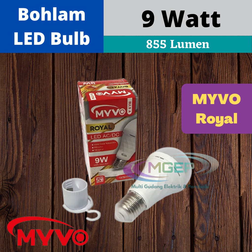 Bohlam LED Emergency Myvo Royal 9 Watt + fitting Lampu darurat Lampu Magic