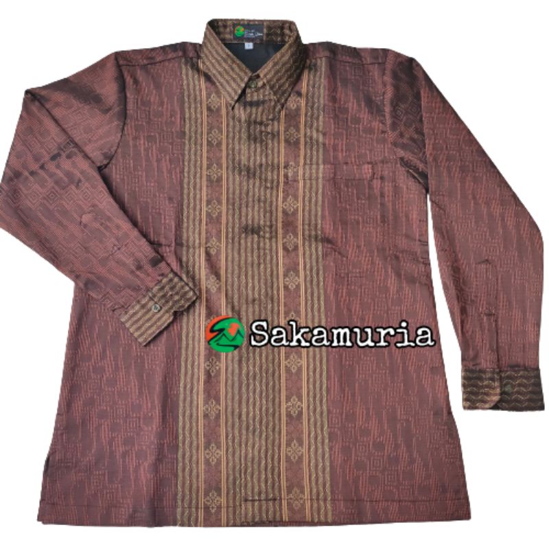 Kemeja Songket Coklat Tua Terbaru