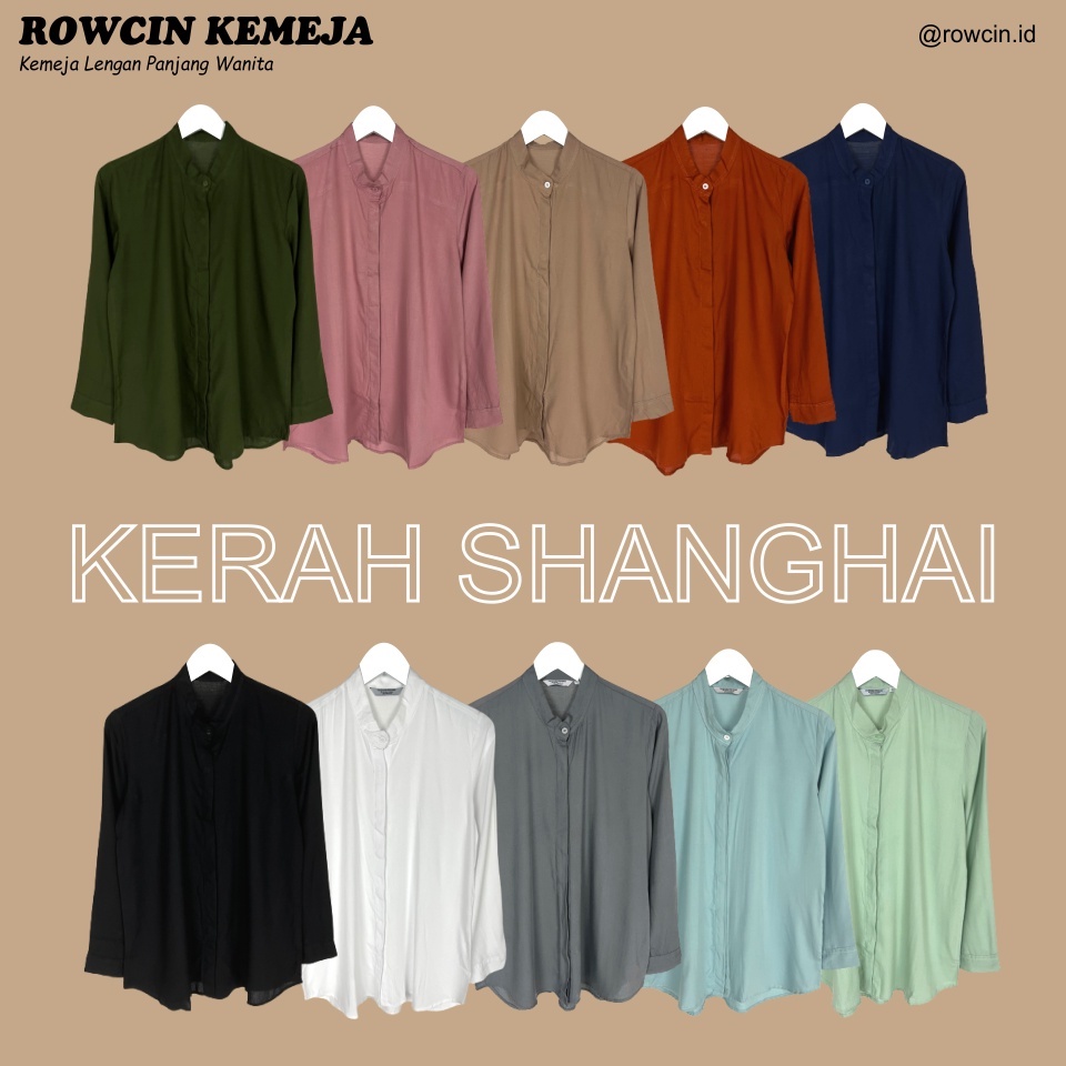 KEMEJA WANITA POLOS KERAH SHANGHAI LENGAN PANJANG WANITA KATUN RAYON LONG SHIRT ORGANIK