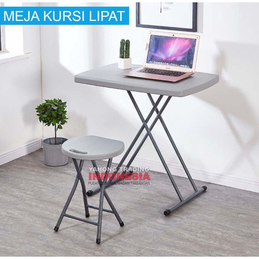 Satu Set Meja Kursi Lipat Portable Meja 76 cm Kerja Makan Laptop Serbaguna