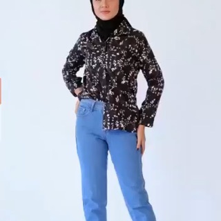 HOPYLOVY Celana  Boyfriend  Wanita Plain Boyfriend  Jeans 