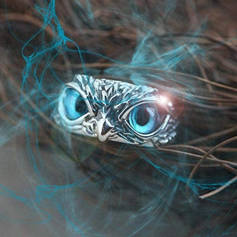 Cincin Model Terbuka Dapat Disesuaikan Bentuk Burung Hantu Bahan Logam Gaya Vintage Retro Untuk Pria Dan Wanita