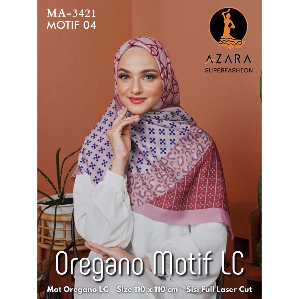Hijab Segi Empat Azara Oregano Motif LC