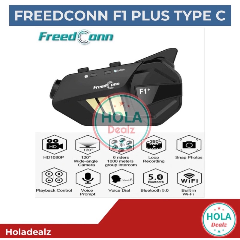 FREEDCONN F1 PLUS BLUETOOTH INTERCOM F1 PLUS CAMERA FULLHD FM UPGRADE R1 PLUS ORIGINAL