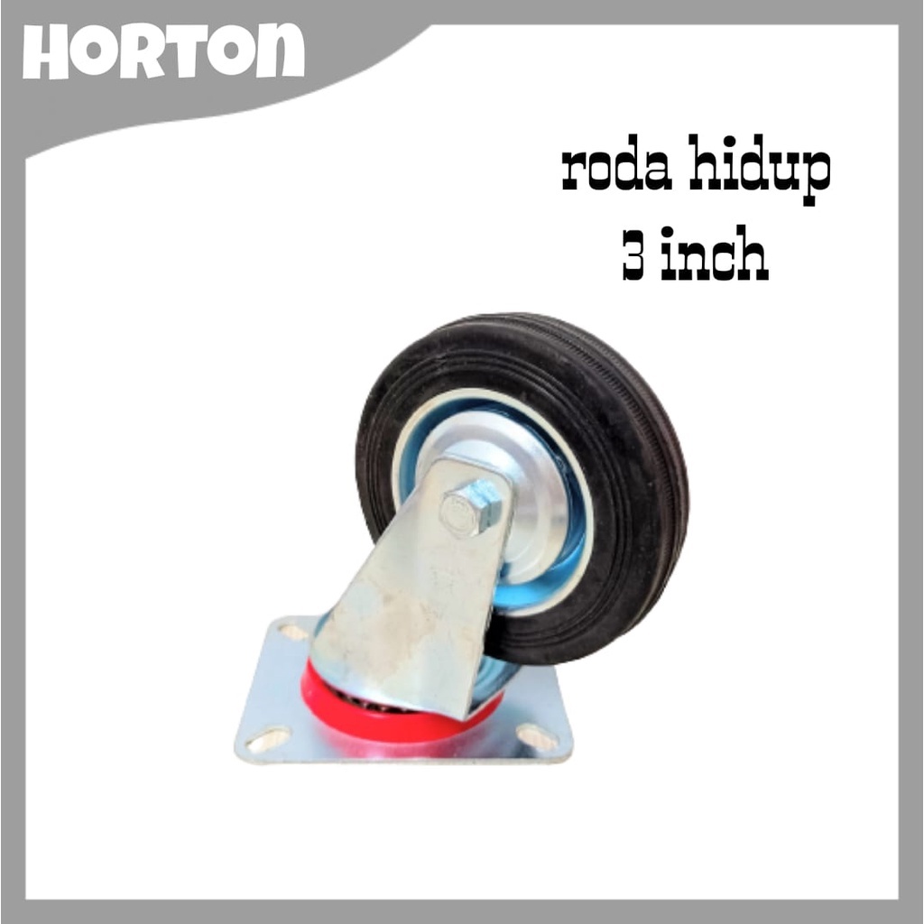 RODA TROLI 3 INCH HIDUP KARET - SWIVEL
