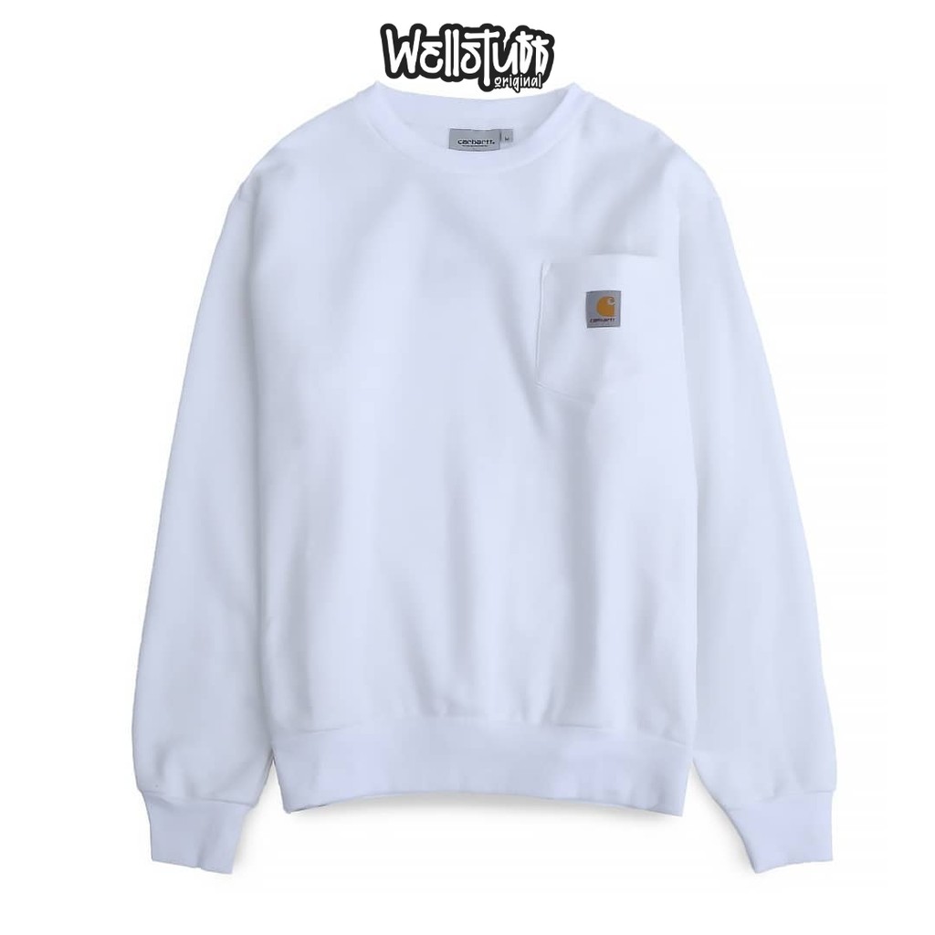 Jaket Sweater Carhartt Original / Carhartt WIP Pocket Sweatshirt White