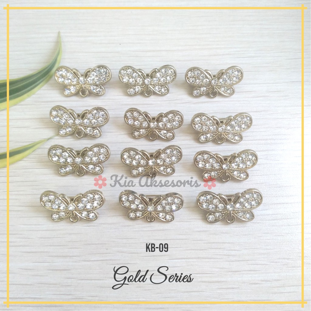PROMO Kepala Bros Dagu Ring O / Kepala Bros / Bros Dagu Bros Jilbab Bros Hijab Ukuran Besar 2 cm Isi 12 Pcs-GOLD KB-09