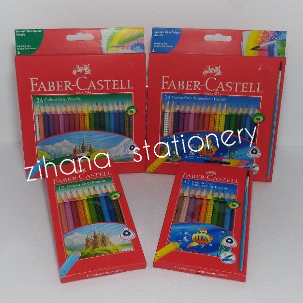 

Alat Tulis Pensil Warna Faber Castell / Colour Grip & Colour Grip Watercolour isi 12, 24 warna