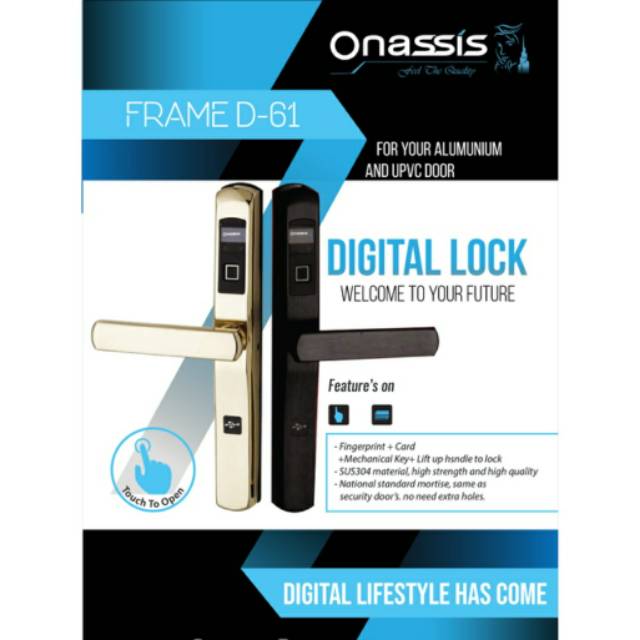 Kunci pintu Digital frame Almunium | Digital lock | Onassis D.61