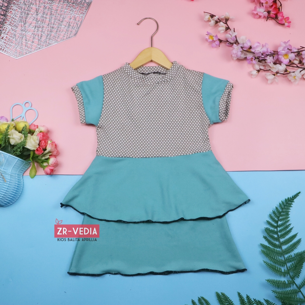 Dress Viona Lengan 1-4 Tahun / Dres Anak Perempuan Motif Lengan Pendek Baju Fashion Kids Pesta Adem