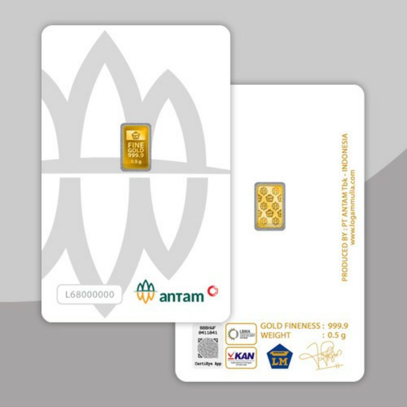 0,5 GR(Gram) EMAS ANTAM CERTIEYE TERBARU CETAKAN 2021