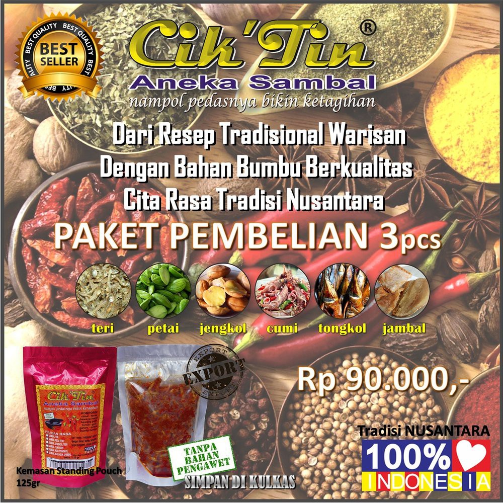 

Aneka Sambal CikTin - PAKET EKONOMIS isi 3pcs Berkualitas