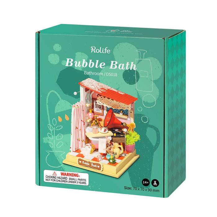 ROLIFE Robotime Bubble bath Bathroom DIY Miniature Wooden Dollhouse DS018 Hobby Toy Collection