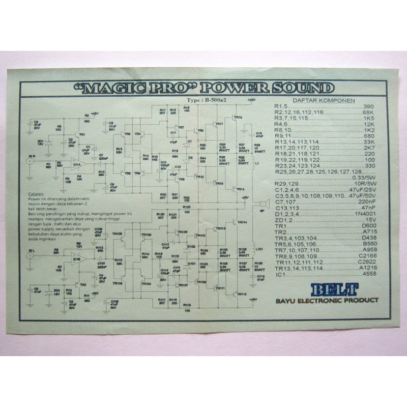 Jual Pcb Magic Pro Power Sound B500a2 Belt Shopee Indonesia