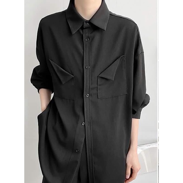 Men Long Line Shirt.Korean Style.4Season Shirt
