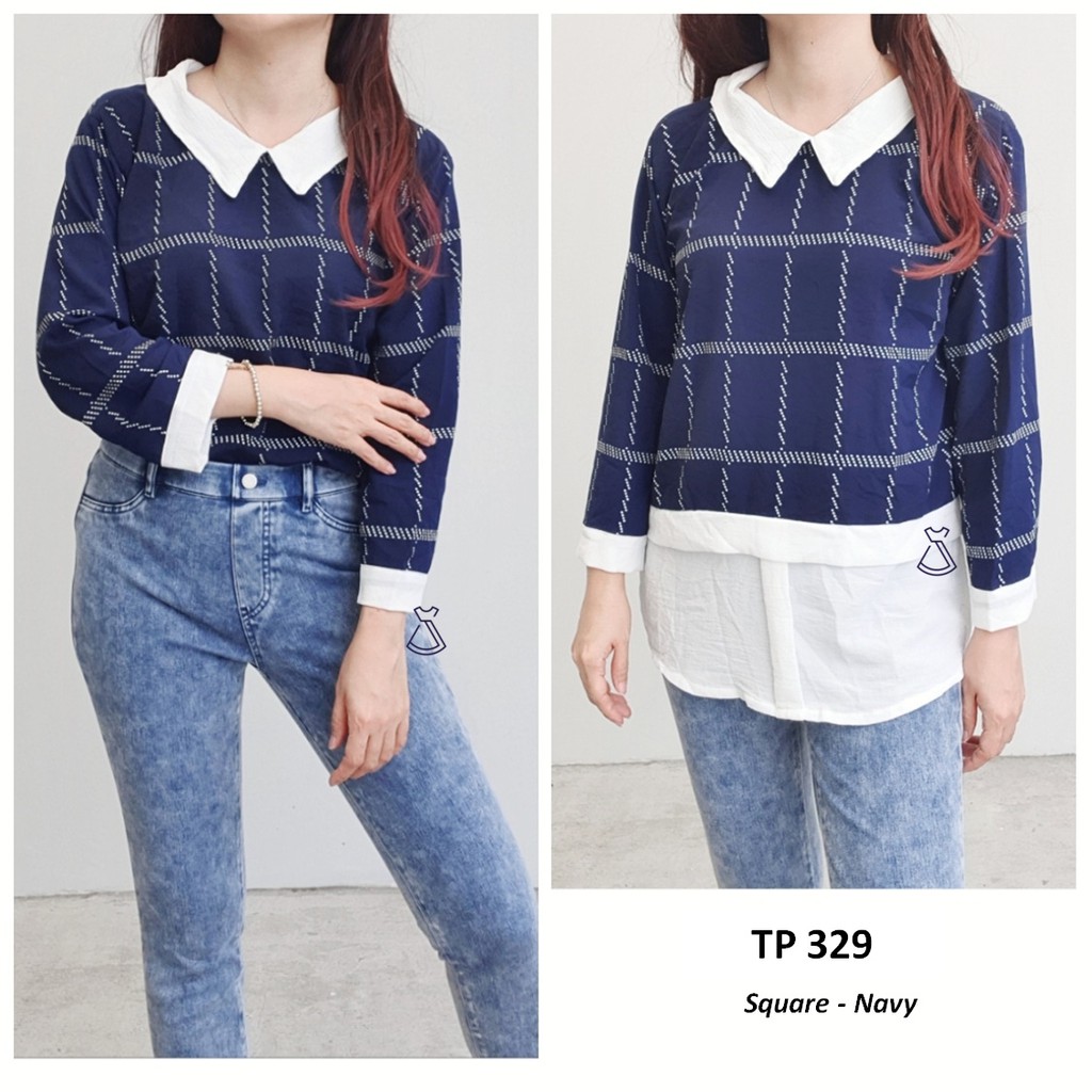 TP329 - BAJU ATASAN BLOUSE KANTOR WANITA SALUR IMPORT MODERN MURAH