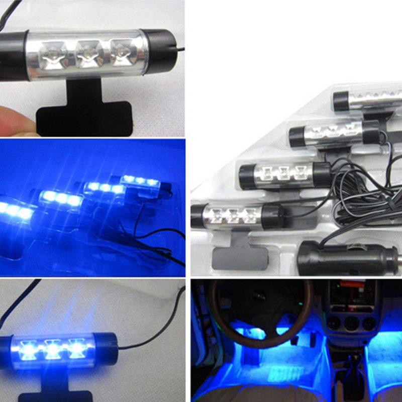 4 Pcs Lampu 3 Led 4in1 Warna Biru Untuk Dekorasi Interior Mobil