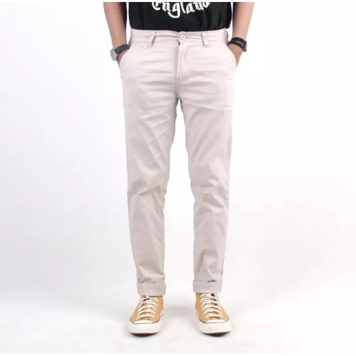 Celana panjang chino pria - celana chino Krem / cino slim fit