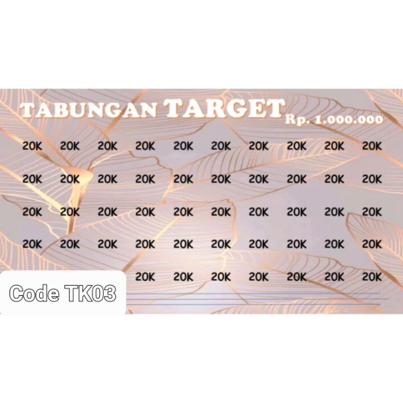 [TK03] Celengan Target Viral 1 juta Pecahan 20K Estetik daun/ Tabungan Target Viral / Celengan Target Permanen / Celengan Target Buka Tutup