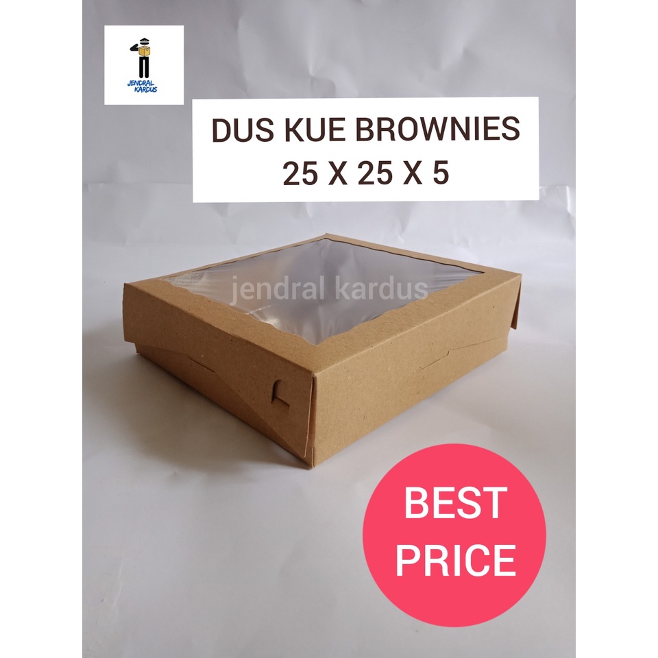 10 PCS Uk. 25x25x5 cm  DUS KUE BROWNIES BUKAAN DEPAN DUS KUE DUS KUE CANTIK DUS MAKANAN DUS KUE JEND