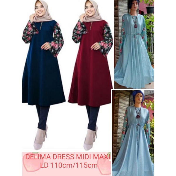 Dress clock baju gamis midi maxi wanita muslimah.trend 2023