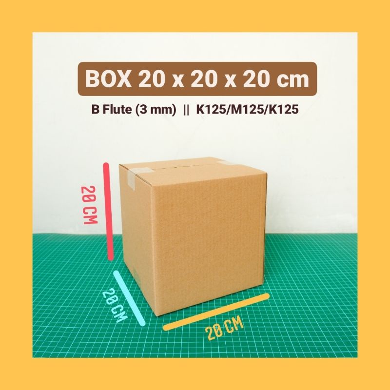 

Kardus box polos uk. 20x20x20 cm, Single wall tebal 3 mm
