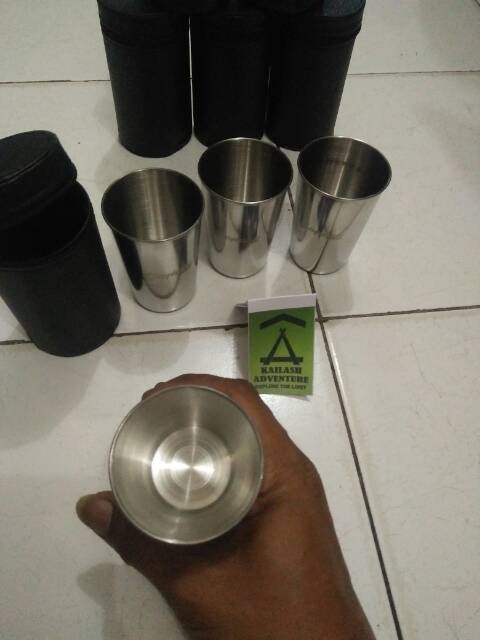 Gelas Stainless Steel Set Chanodug 4 pcs termasuk sarung - Detail pada gambar dan deskripsi