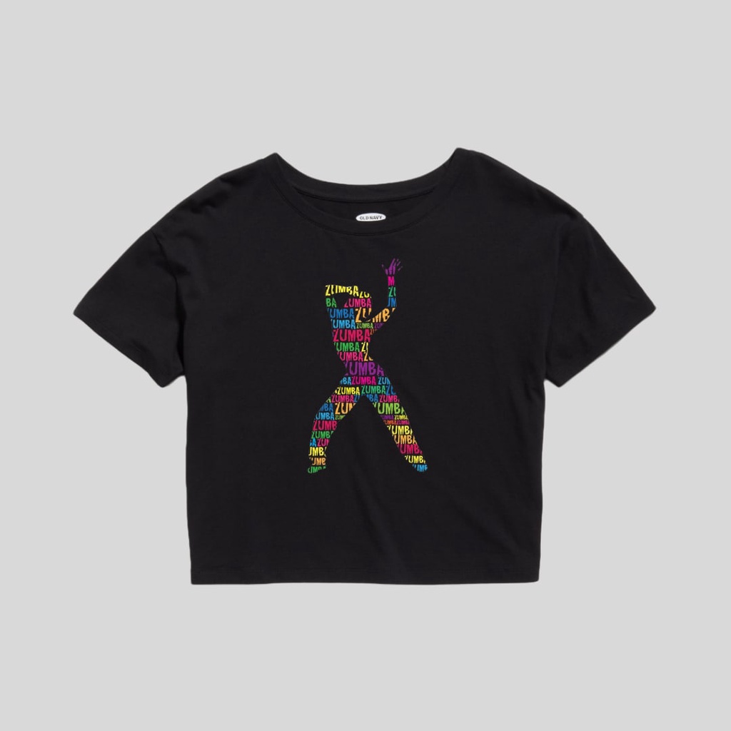 Clothing May - Kaos Crop Top Zumba Senam Aerobic Kaos Distro Croptop Atasan Krop Top Wanita Cewek Viral