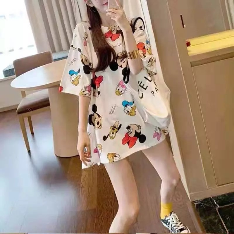 RYX - Polka Mousy Kaos Wanita Lengan Pendek Kaos Cartoon Fashion Casual - Ori Import