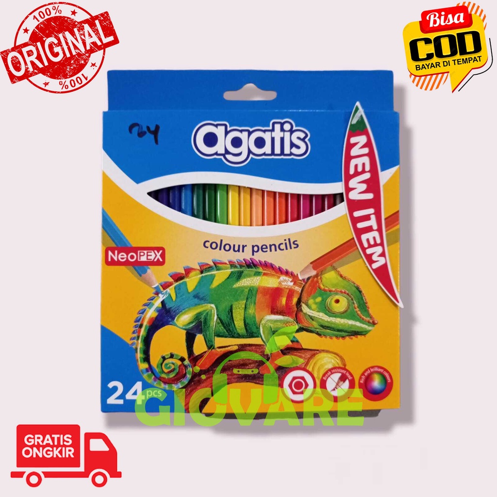 

PENSIL WARNA AGATIS 24 WARNA PANJANG ORIGINAL | COLOUR PENCILS AGATIS 24 | GIOVARE