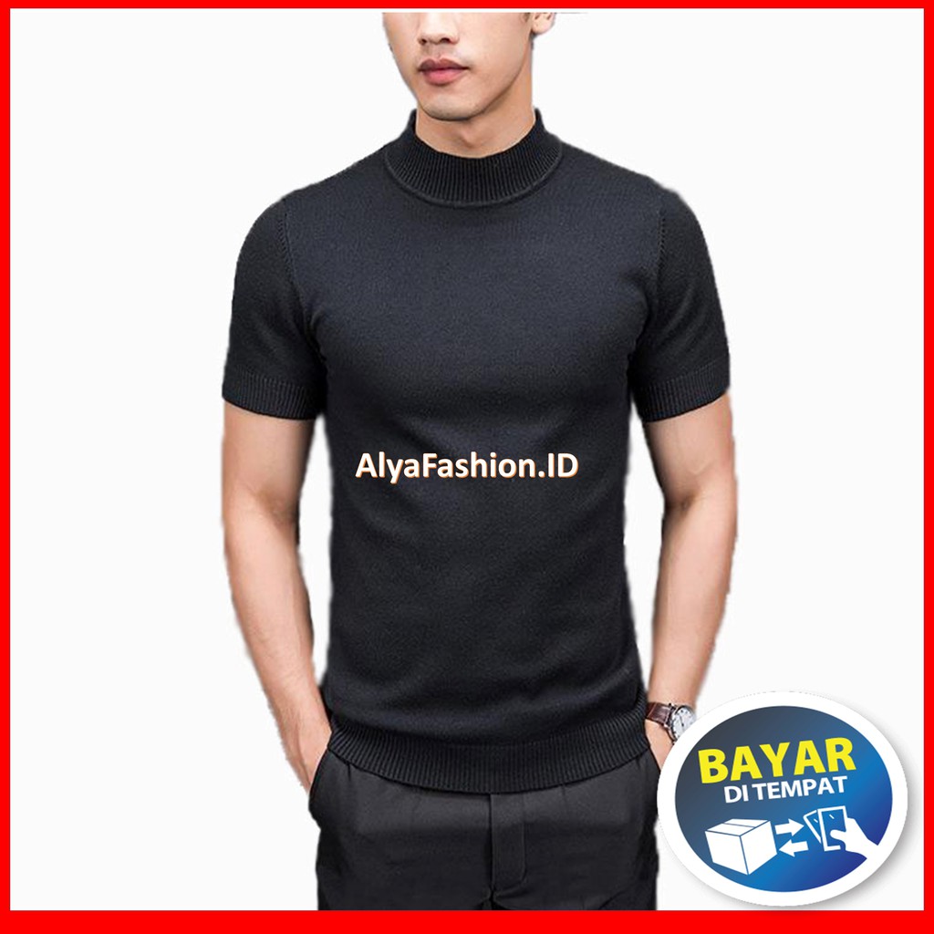 Baju Kaos Turtleneck Lengan Pendek Pria Turtle Neck Pendek Baju Kaos Turtleneck Lengan Pendek Pria Turtle Neck Pendek