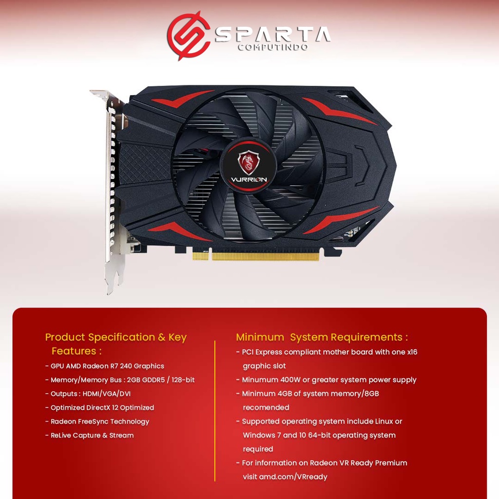 VGA Card AMD Radeon R7 240 2GB GDDR5 128 Bit Vurrion New Garansi Resmi