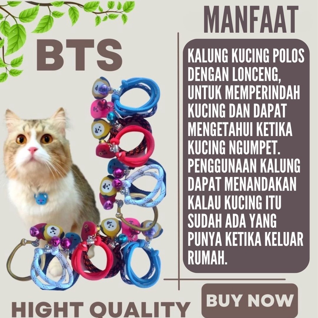 Kalung Kucing Motif Lucu BTS Kalung Kucing Unik Keren ARMY Aksesoris Kucing Trendi Kucinng Lebih Menarik dan Stylish Bahan Tidak Mudah Putus FEZONE