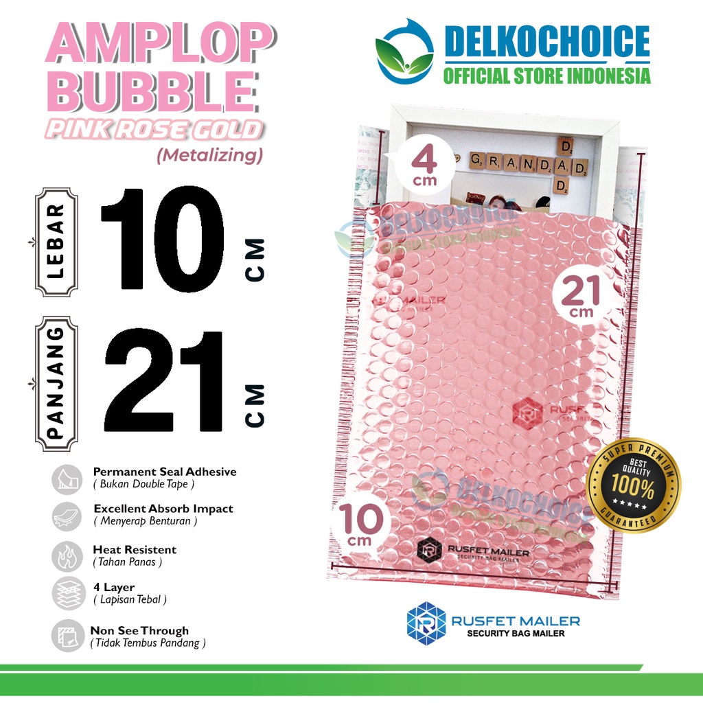 

Amplop Bubble Mailer PINK ROSE GOLD 10x17cm Bubblewrap Envelope Packing Online Rusfet Premium / SATUAN